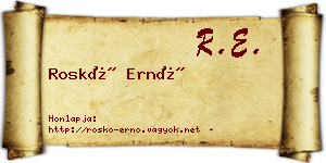 Roskó Ernő névjegykártya